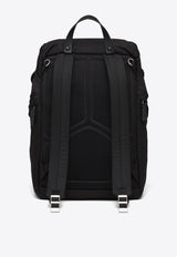 Prada Logo Plaque Leather Backpack Black 2VZ135VHOL2DMG_F0002