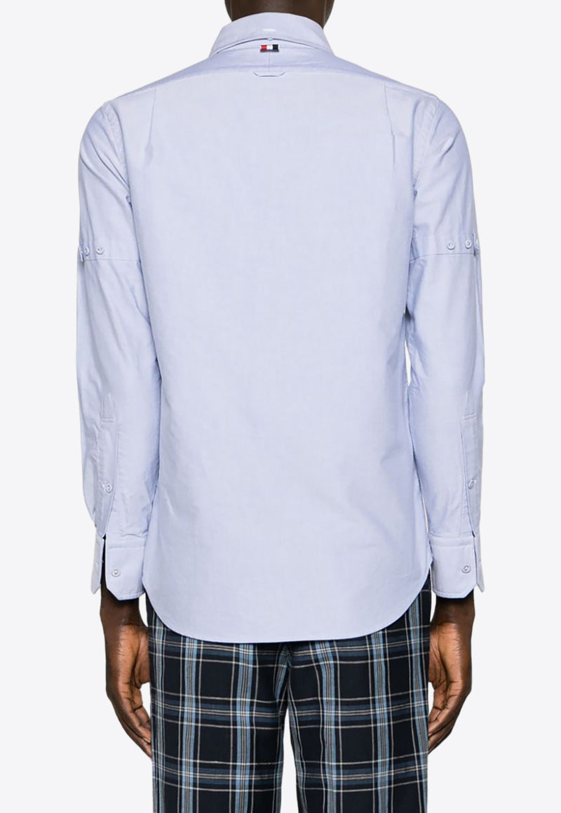 Thom Browne Name Tag Patch Long-Sleeved Shirt Light Blue MWL403OF0313_480