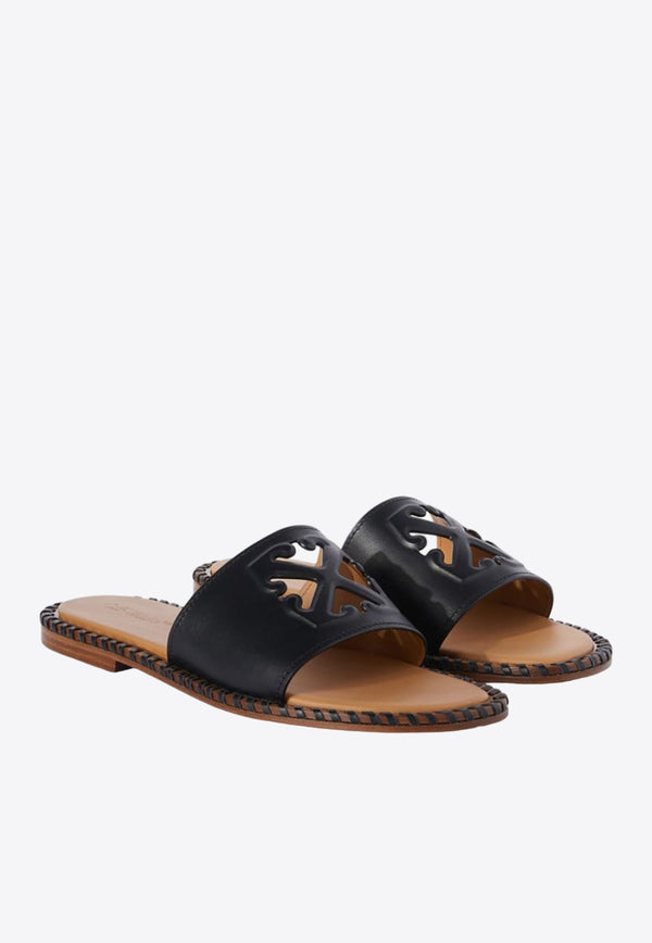 Off-White Twist Arrow Cut-Out Leather Slides Black OWIC019S24LEA001_1010