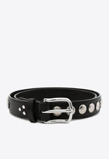 Jérôme Dreyfuss Studded Leather Belt Black 43CEINTFVA_Noir silver