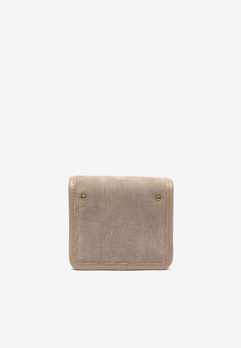 Jérôme Dreyfuss Croc-Embossed Suede Wallet Taupe 43STANPMTA_Imprimé Croco Stone