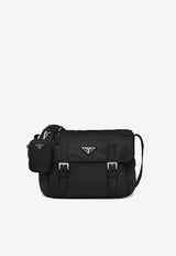 Prada Re-Nylon Logo Plaque Crossbody Bag Black 1BD953VB1MRV44_F0002