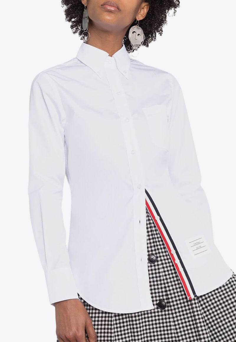 Thom Browne Name Tag Patch Long-Sleeved Shirt White FLL005E03113_100