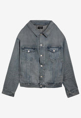 Balenciaga Off-Shoulder Denim Jacket 786638TQW55/O_BALEN-6379 Blue