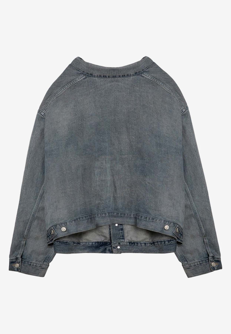 Balenciaga Off-Shoulder Denim Jacket 786638TQW55/O_BALEN-6379 Blue