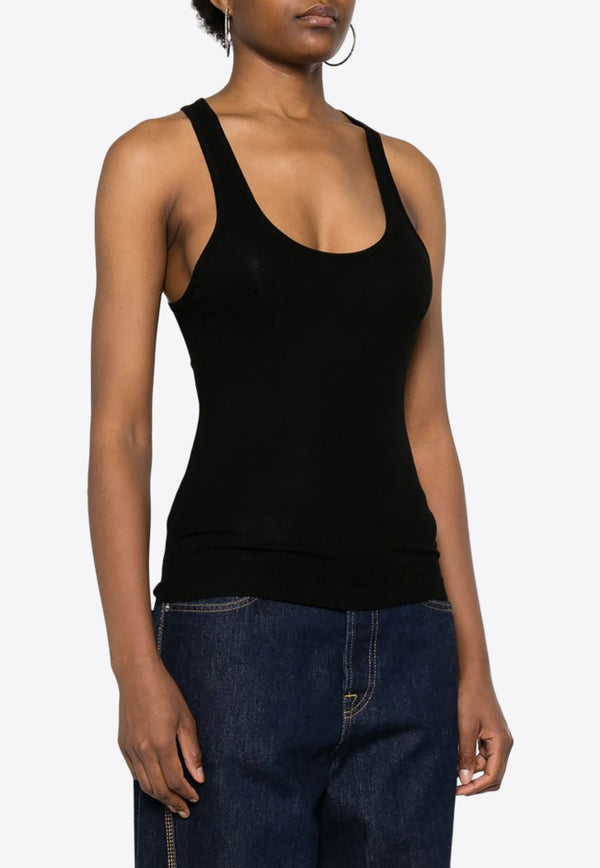 Agolde Essential Ribbed Knit Tank Top Black A72321620_BLK