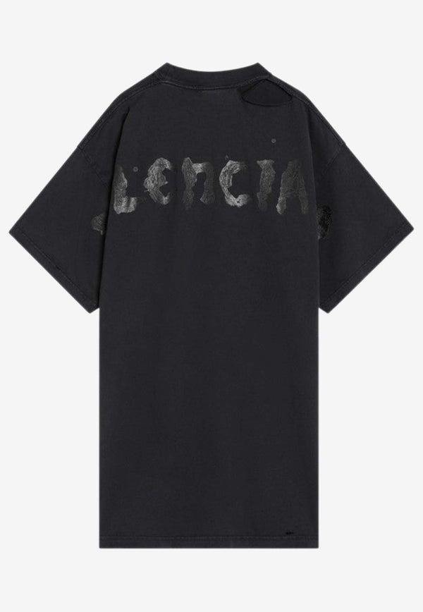 Balenciaga Painted Logo Oversized T-shirt Black 787349TRVT9/Q_BALEN-1041