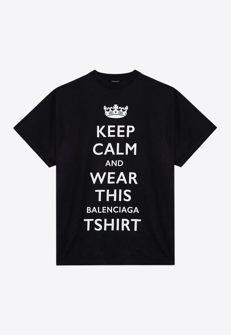 Balenciaga Keep Calm Printed T-shirt Black 787349UTRVC6/P_BALEN-9034