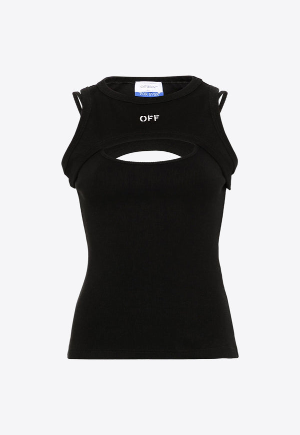 Off-White OFF Stamp Ribbed Tank Top Black OWAD237C99JER001_1001