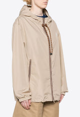 Miu Miu Logo Print Windbreaker Jacket Beige ML1055SOOO13MF_F0065