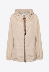 Miu Miu Logo Print Windbreaker Jacket Beige ML1055SOOO13MF_F0065