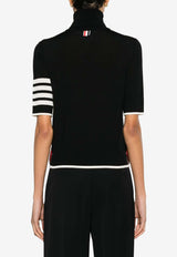 Thom Browne  4-bar Stripes Turtleneck Wool Knit Top Black FKA434DY1014_001