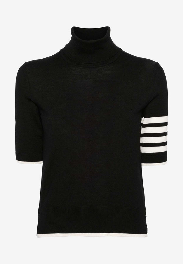 Thom Browne  4-bar Stripes Turtleneck Wool Knit Top Black FKA434DY1014_001