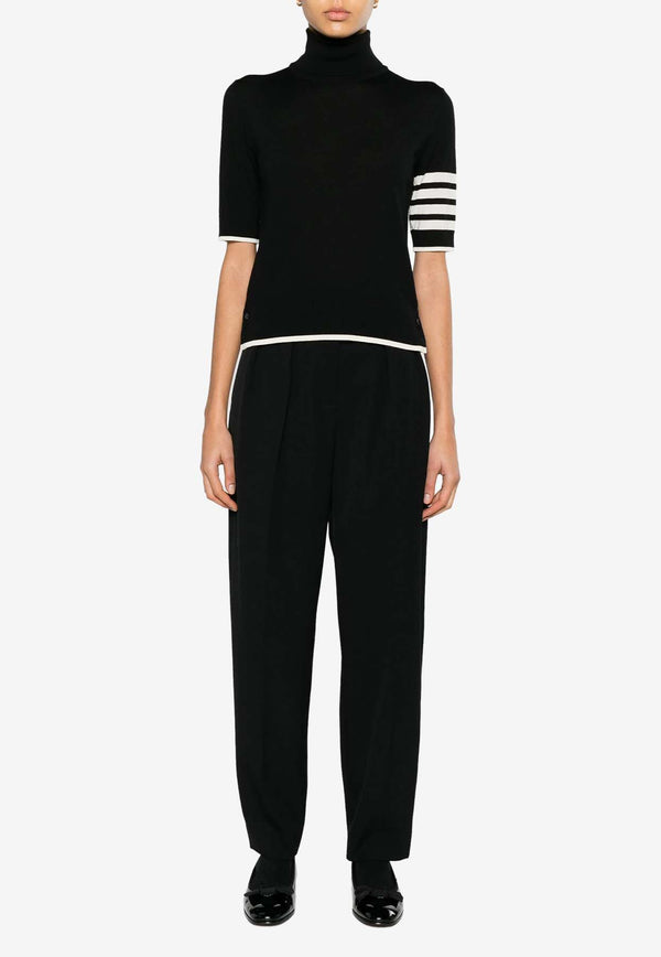 Thom Browne  4-bar Stripes Turtleneck Wool Knit Top Black FKA434DY1014_001