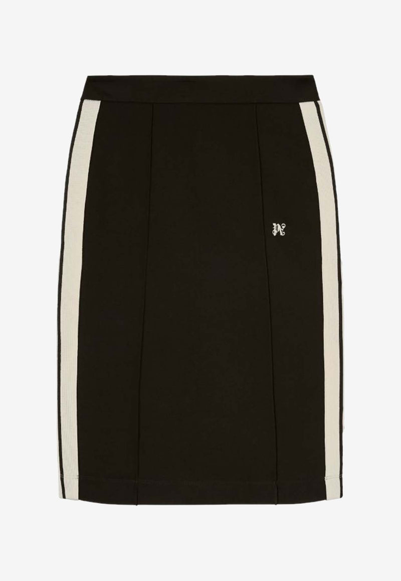 Palm Angels Side Stripe Monogram Pencil Skirt Black PWCC081F24FAB002_1003