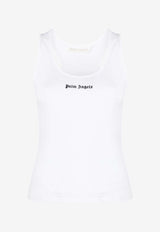 Palm Angels Logo Print Ribbed Tank Top White PWAC020F23FAB001_0110