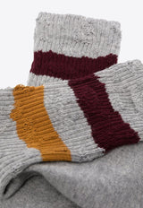 Golden Goose DB Stripe-Detail Ribbed Knit Socks Gray GUP00883P000488_81240