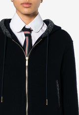 Thom Browne Zip-Up Wool Fleece Hooded Sweatshirt Blue FJT349AJ0100_415