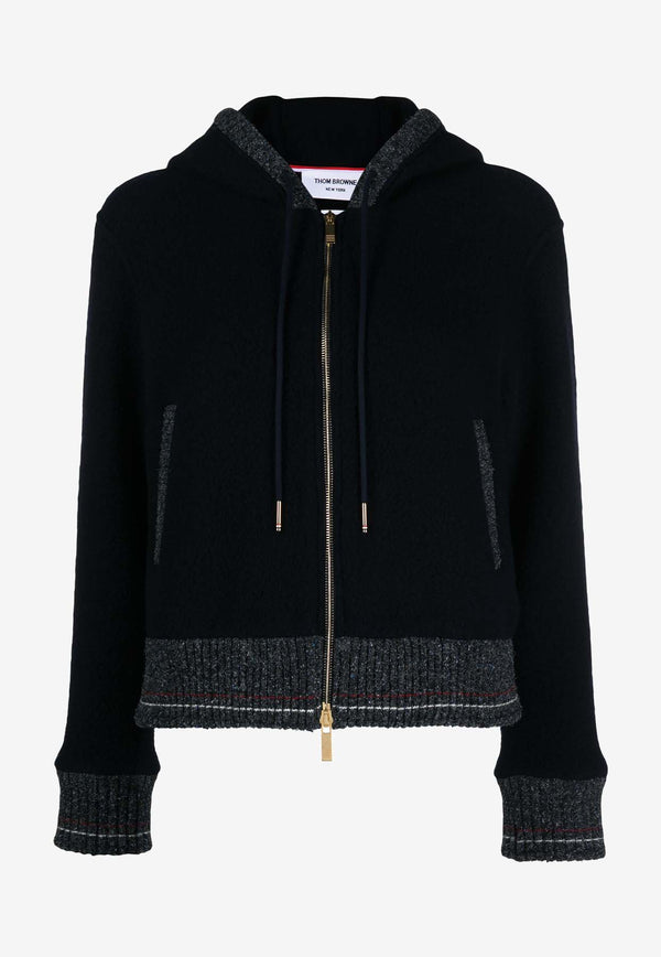 Thom Browne Zip-Up Wool Fleece Hooded Sweatshirt Blue FJT349AJ0100_415