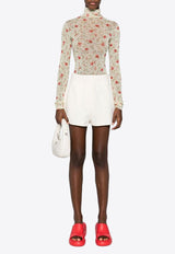 Prada Poppy Print Turtleneck Bodysuit Cream 32157SOOO14ZK_F0011