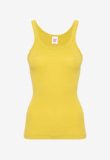 Re/done Fine Ribbed Tank Top Yellow R2402WRIBTNKD_PEAR