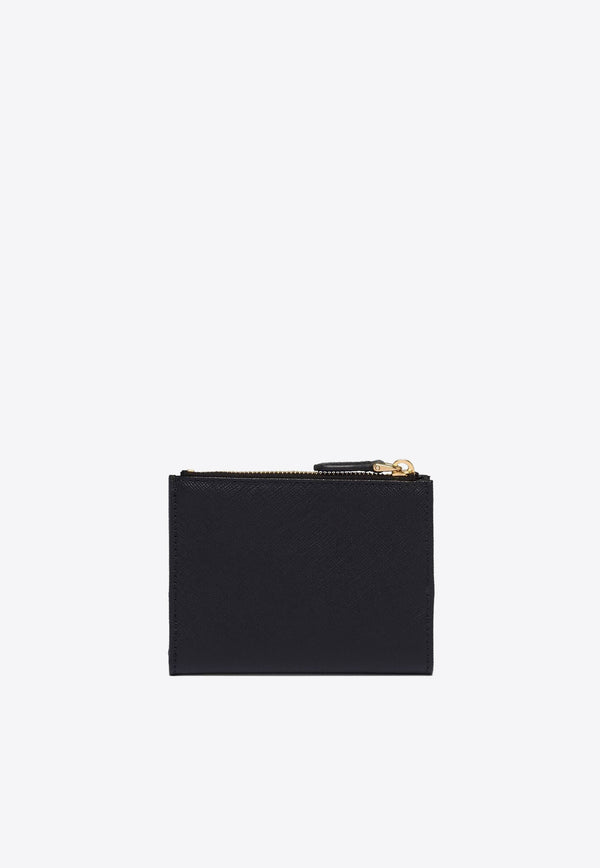 Prada Small Logo Plaque Leather Wallet Black 1ML050QHH_F0002