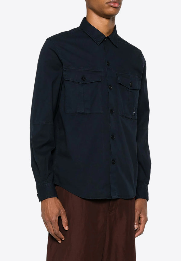 Paul Smith Cuban-Collar Long-Sleeved Shirt Navy M2R797YM22041_49