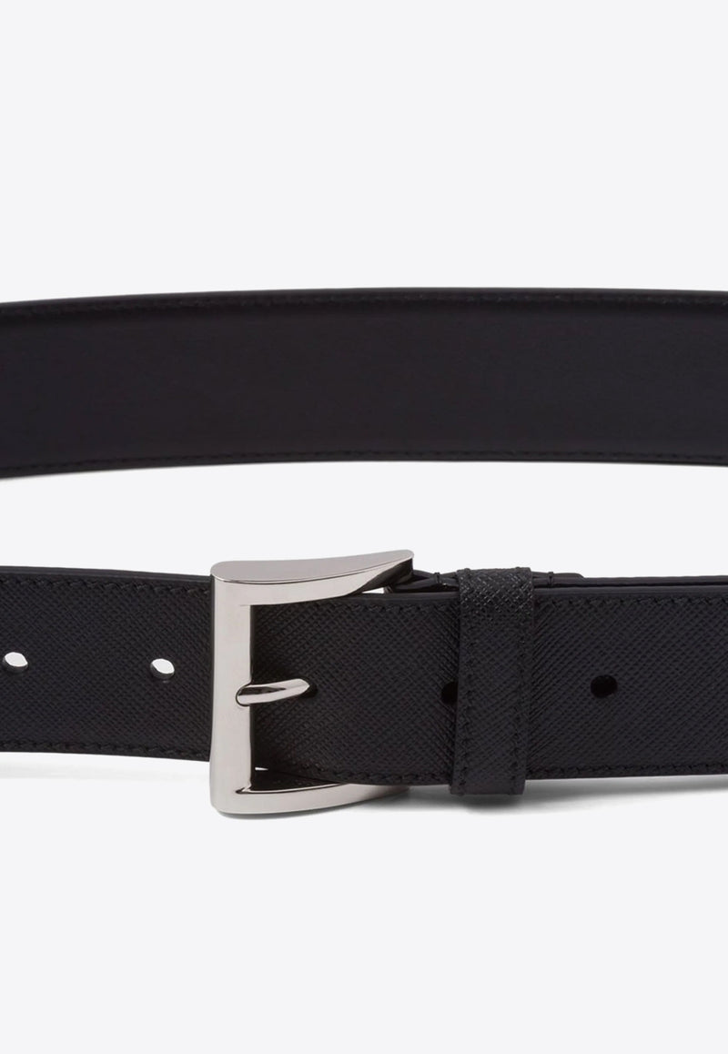 Prada Logo Plaque Leather Belt Black 2CC545053_F0002