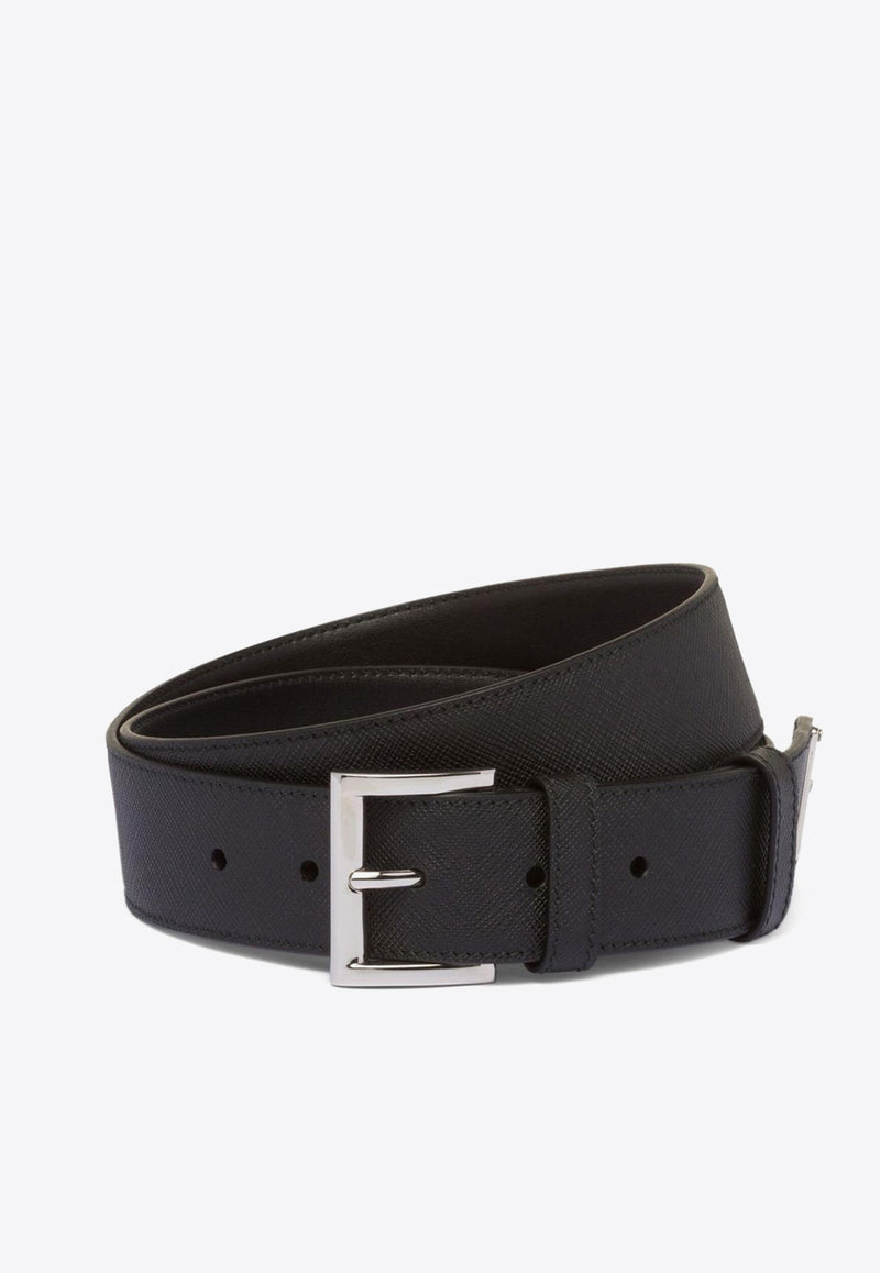 Prada Logo Plaque Leather Belt Black 2CC545053_F0002