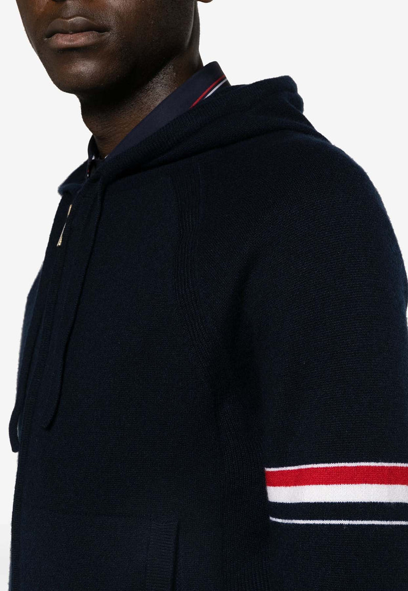 Thom Browne Signature Stripe Zip-Up Hooded Sweatshirt Blue MKT013AY2001_415