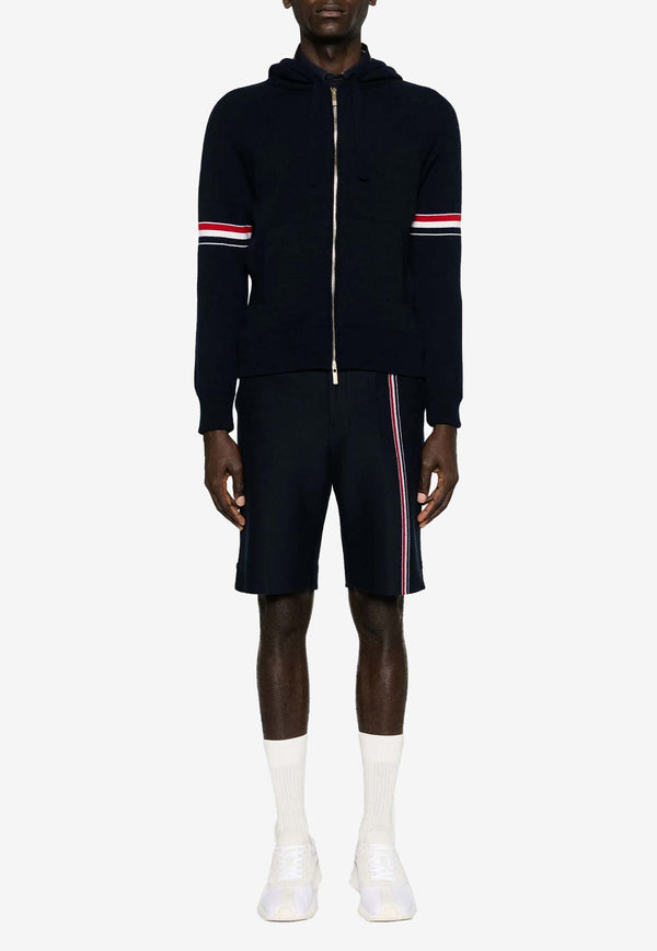 Thom Browne Signature Stripe Zip-Up Hooded Sweatshirt Blue MKT013AY2001_415