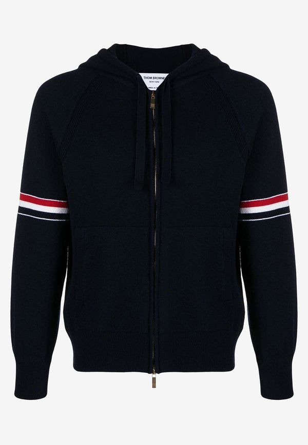 Thom Browne Signature Stripe Zip-Up Hooded Sweatshirt Blue MKT013AY2001_415