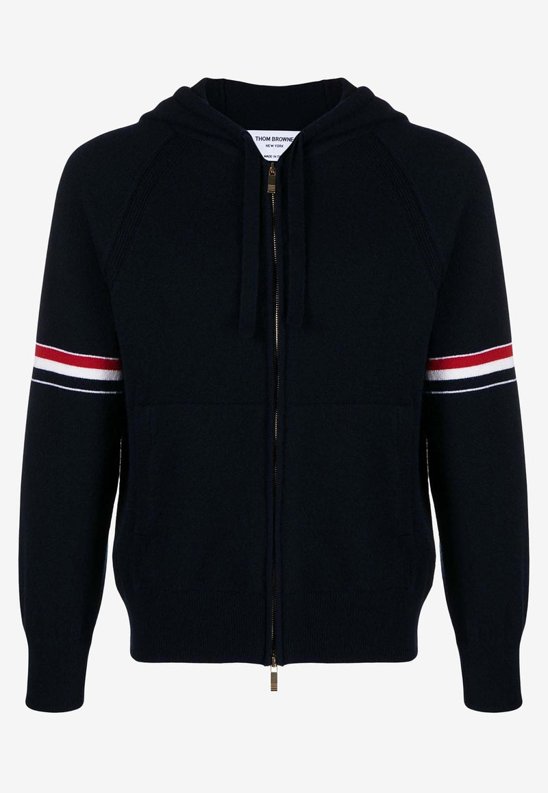 Thom Browne Signature Stripe Zip-Up Hooded Sweatshirt Blue MKT013AY2001_415