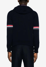 Thom Browne Signature Stripe Zip-Up Hooded Sweatshirt Blue MKT013AY2001_415