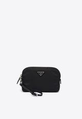 Prada Re-Nylon Logo Plaque Pouch Bag Black 1NS021R067_F0002