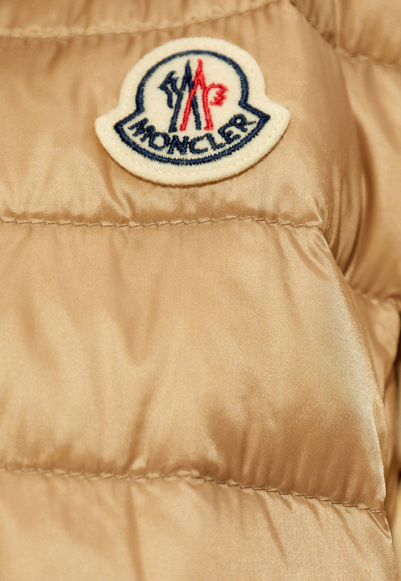 Moncler Logo Patch Mock-Neck Down Gilet Sand J20931A1020053048_205