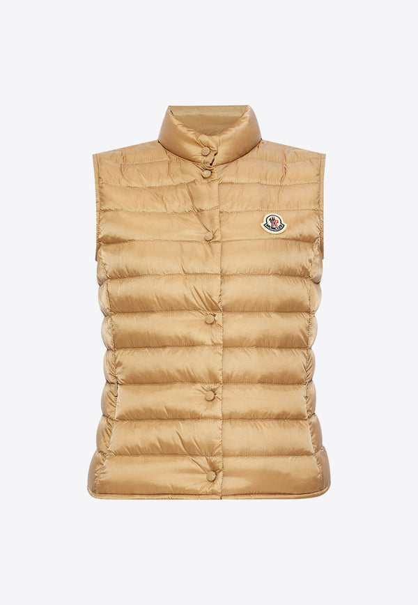 Moncler Logo Patch Mock-Neck Down Gilet Sand J20931A1020053048_205