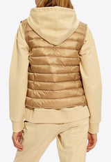 Moncler Logo Patch Mock-Neck Down Gilet Sand J20931A1020053048_205