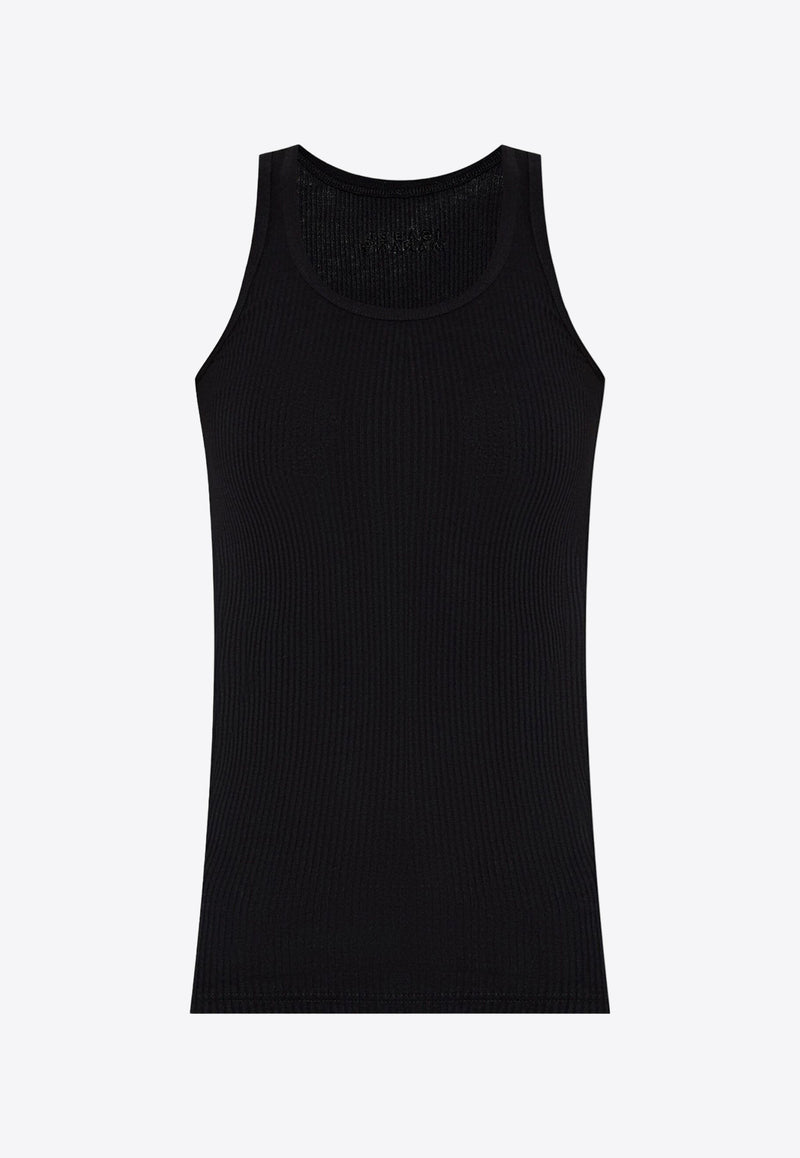 Isabel Marant Logo Embroidered Rib Knit Tank Top Black TS0225FAA2N39I_01BK