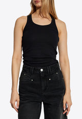 Isabel Marant Logo Embroidered Rib Knit Tank Top Black TS0225FAA2N39I_01BK