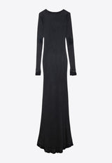 Balenciaga Washed-Out Maxi Ribbed Dress Black 791803TQVE1/O_BALEN-1055