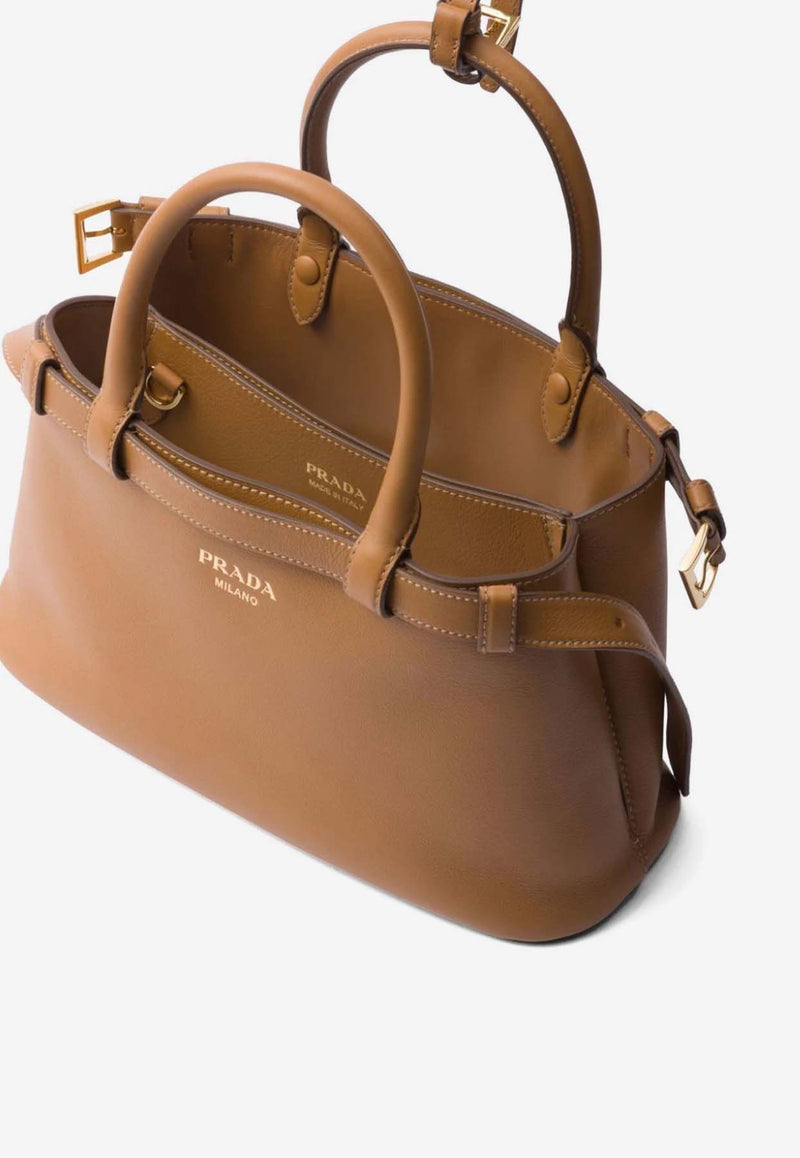 Prada Small Logo Leather Top Handle Bag Brown 1BA418VOOO2CYS_F03BH