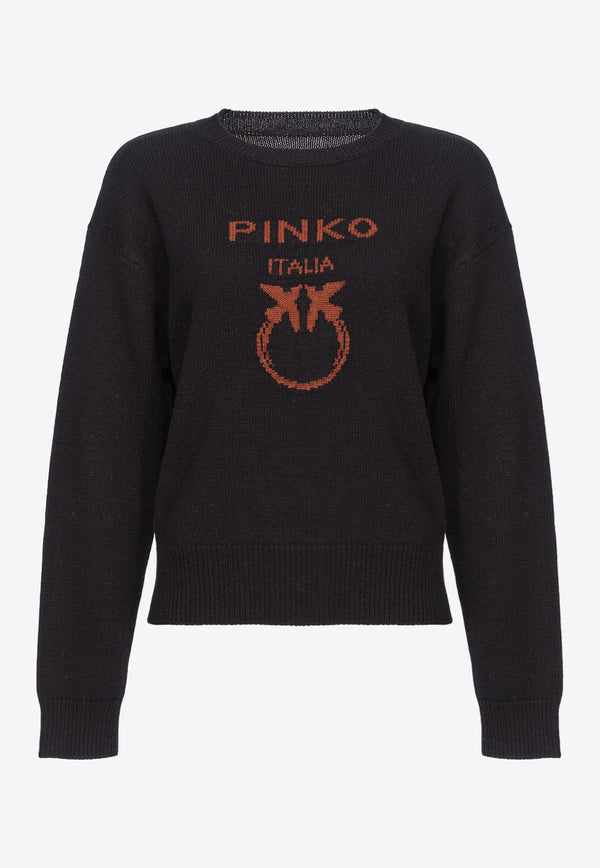 PINKO Burgos Wool Crewneck Sweater Black 100414Y7Z4_ZL6