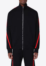 Alexander McQueen Logo Embroidered Zip-Up Track Jacket Black 792224QXAAM/P_ALEXQ-1000