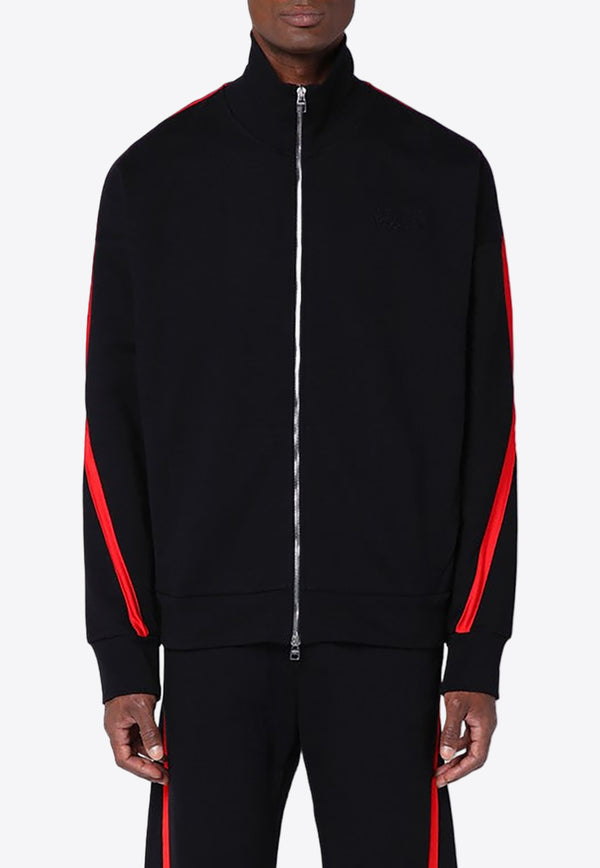 Alexander McQueen Logo Embroidered Zip-Up Track Jacket Black 792224QXAAM/P_ALEXQ-1000