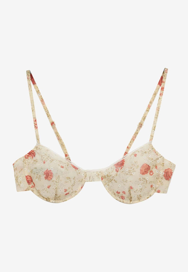 Prada Floral Print Lace-Trimmed Bra Multicolor P936MSOOO15AD_F0011