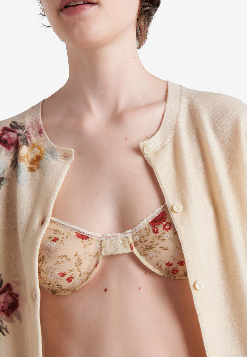 Prada Floral Print Lace-Trimmed Bra Multicolor P936MSOOO15AD_F0011