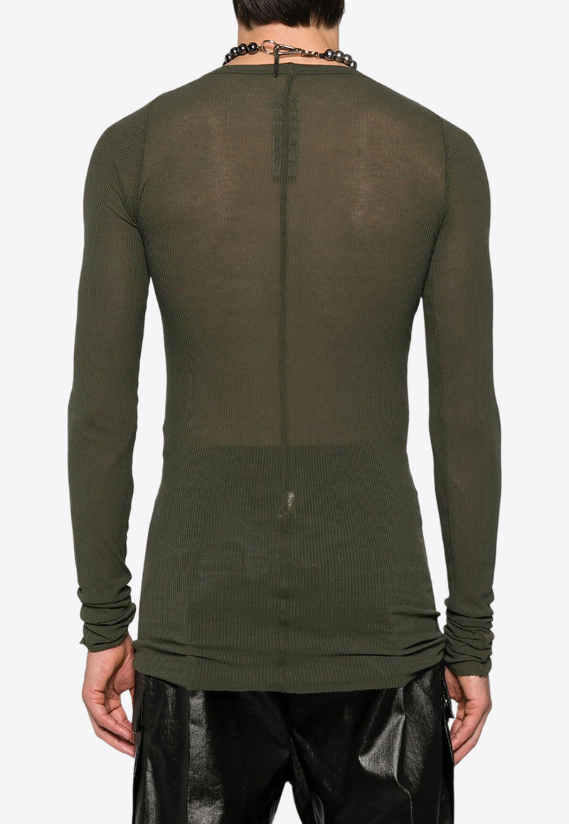 Rick Owens Fine Ribbed Long-Sleeved T-shirt Green RU02D6250RC_75