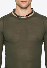 Rick Owens Fine Ribbed Long-Sleeved T-shirt Green RU02D6250RC_75