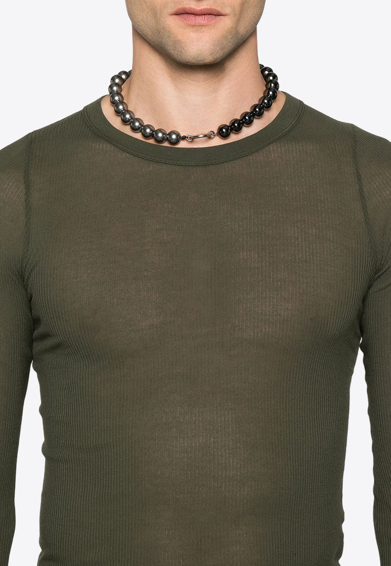 Rick Owens Fine Ribbed Long-Sleeved T-shirt Green RU02D6250RC_75